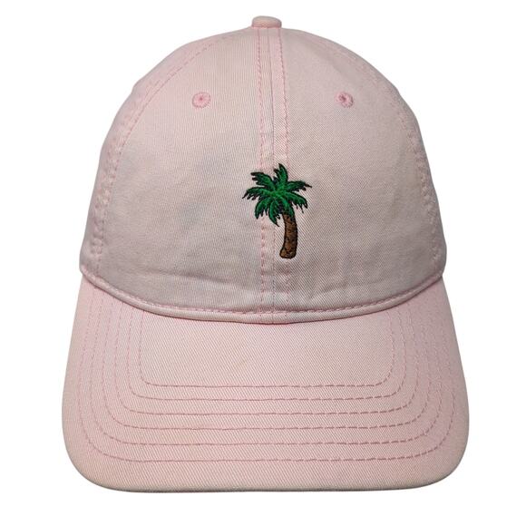 Palm Tree Strapback Baseball Cap Pink One Size Embroidered Cotton Free Authority - Picture 1 of 9